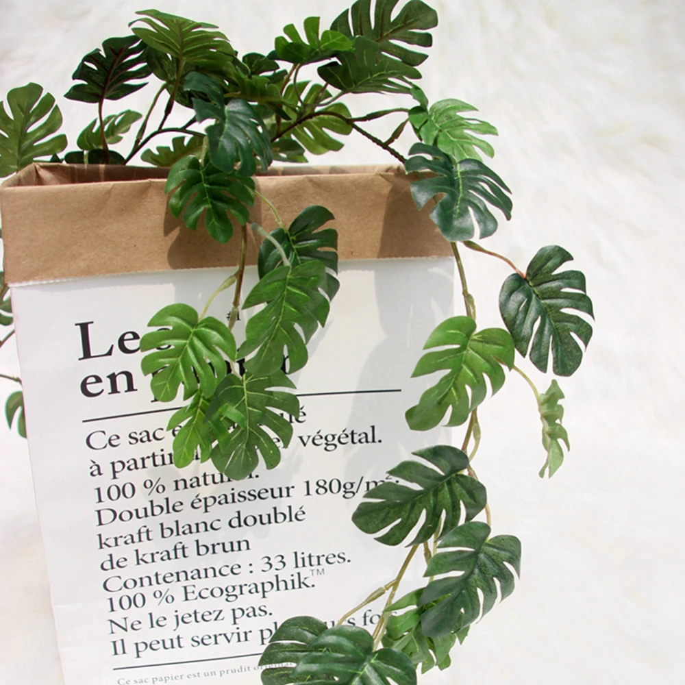

Artificial Turtle Leaf Rattan Home Garden Wall Hanger Simulation Green Leaves Vines Plants for Wedding Party Decoration