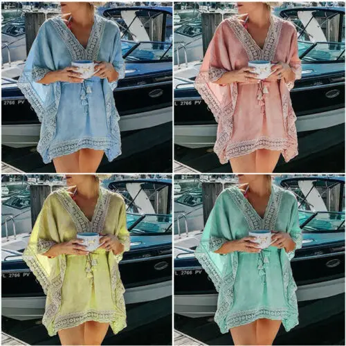 

Fashion Women Bathing Suit Lace Tassel Bikini Swimwear Cover Up Casual Dresses