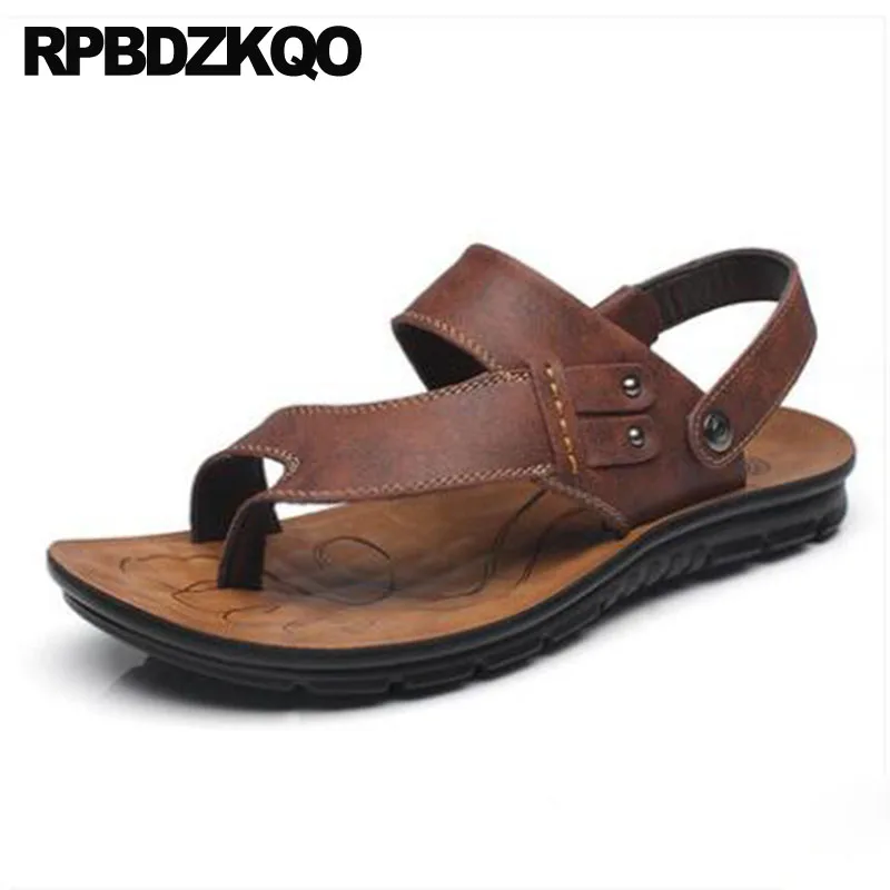 Bucle De Dedo Runway Impermeable Correa Sandalias Hombre Cuero Verano Agua  Zapatos Zapatillas Al Aire Libre Marrón Respirable Diapositivas Negro| Sandalias de hombre| - AliExpress