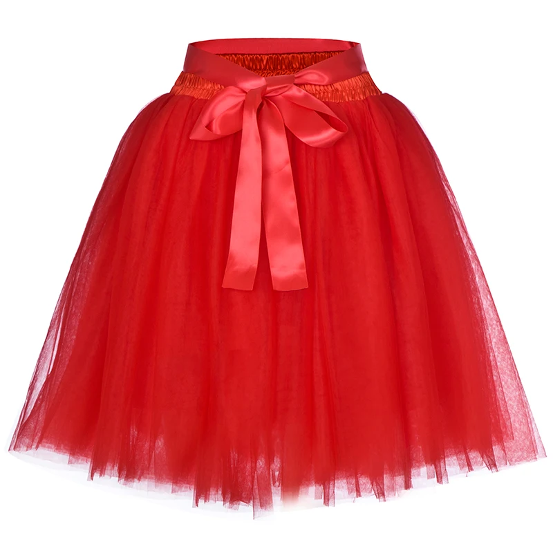 Women's High Waist Princess Tulle Skirt Adult Dance Petticoat A-line Wedding Party Tutu 7 Layers Midi Lolita Faldas Saia Skirts