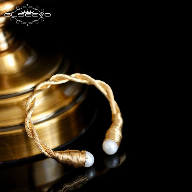 

XlentAg Handmade Natural Fresh Water Pearl Bangles For Women Distorted Bileklik Bracelet Jewelry Armbanden Voor Vrouwen GB0105