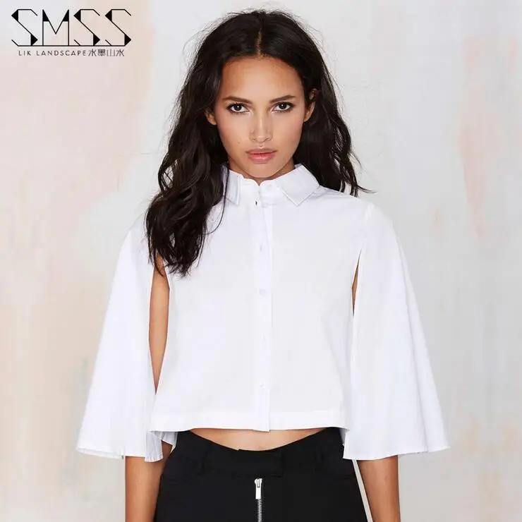 European Style women tops 2016 Summer solid color cape cloak short