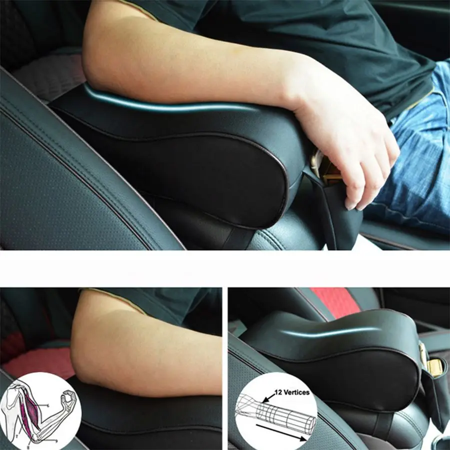 Автомобильный подлокотник из искусственной кожи с эффектом памяти, универсальные автомобильные подлокотники с карманом для телефона для BMW/Audi/Honda