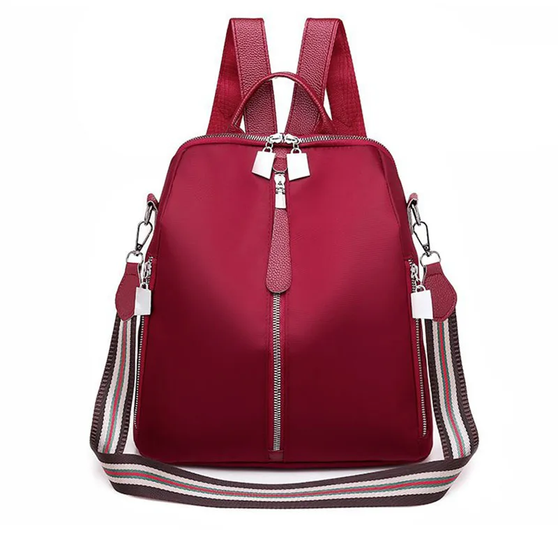 Женский рюкзак, новые корейские рюкзаки, версия Tide, ткань Оксфорд, сумка для девушек, нейлон, дикая мода, большая вместительность, на плечо - Color: Burgundy