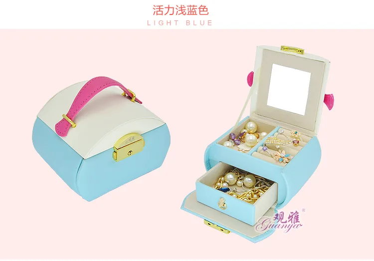 Новая кожаная красивая коробка для украшений Подарочная коробка Pu Стенд для ювелирных украшений женский макияж Чехол роскошные серьги