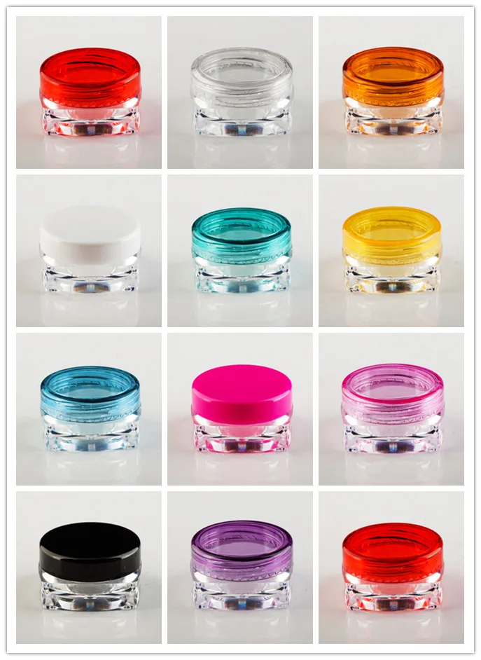

20ps High Quality, Empty, colorful, 5 Gram Plastic Pot Jars, Cosmetic Containers, With Lids printable custom logo refillable