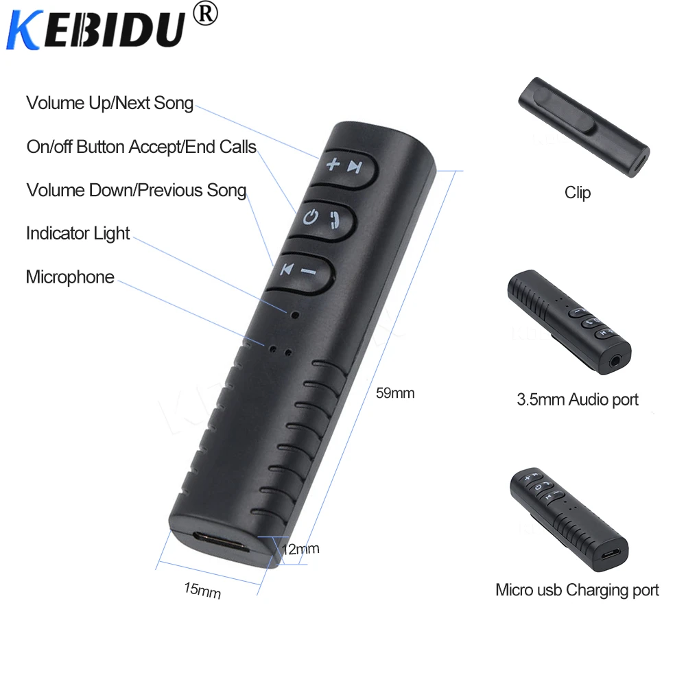 Bluetooth ресивер kebidu с разъемом 3 5 мм автомобильный комплект для наушников