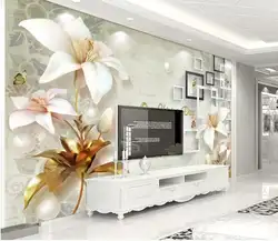 На заказ любой размер Настенные обои 3D трехмерные тисненые украшения лилии современный минималистичный ТВ фон стены