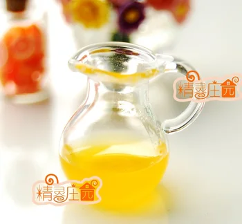 

MINI Dollhouse Mini furniture model food play glass jar a jar of orange juice delicious
