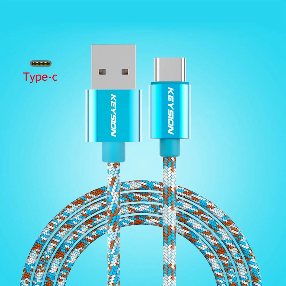 KEYSION usb type-C кабель для samsung A50 A70 Быстрая зарядка type C мобильный телефон зарядный провод USB-C кабель для Xiaomi mi9 Redmi note7 - Цвет: Синий