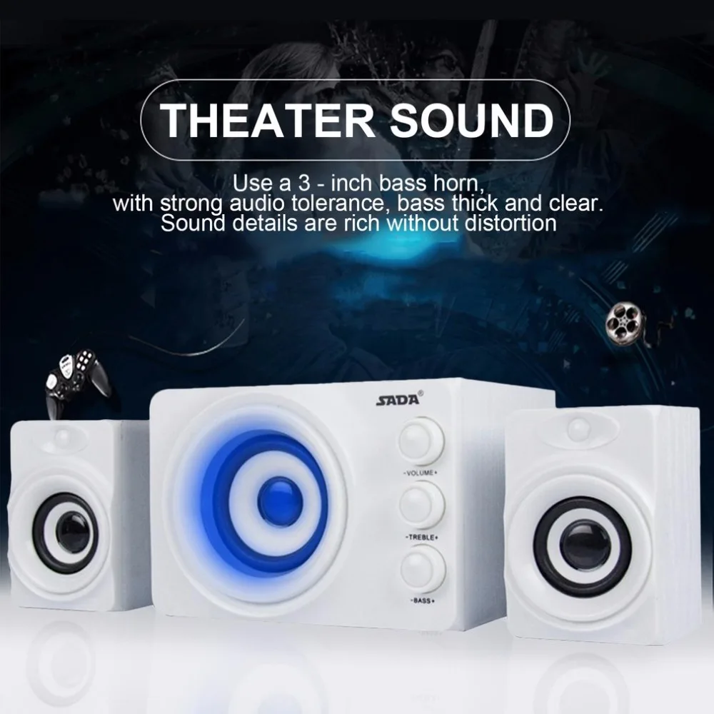 

SADA Mini Bluetooth speaker Portable Wireless speaker Computer Speaker for Mobile Phone Laptop Desktop Speaker with Blue light