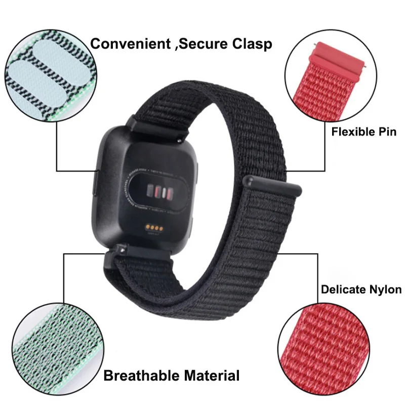  Fitbit Versa Strap Nylon band For fitbit versa Watch strap Loop Velcro Bracelet Replacement fit bit - 33054263561