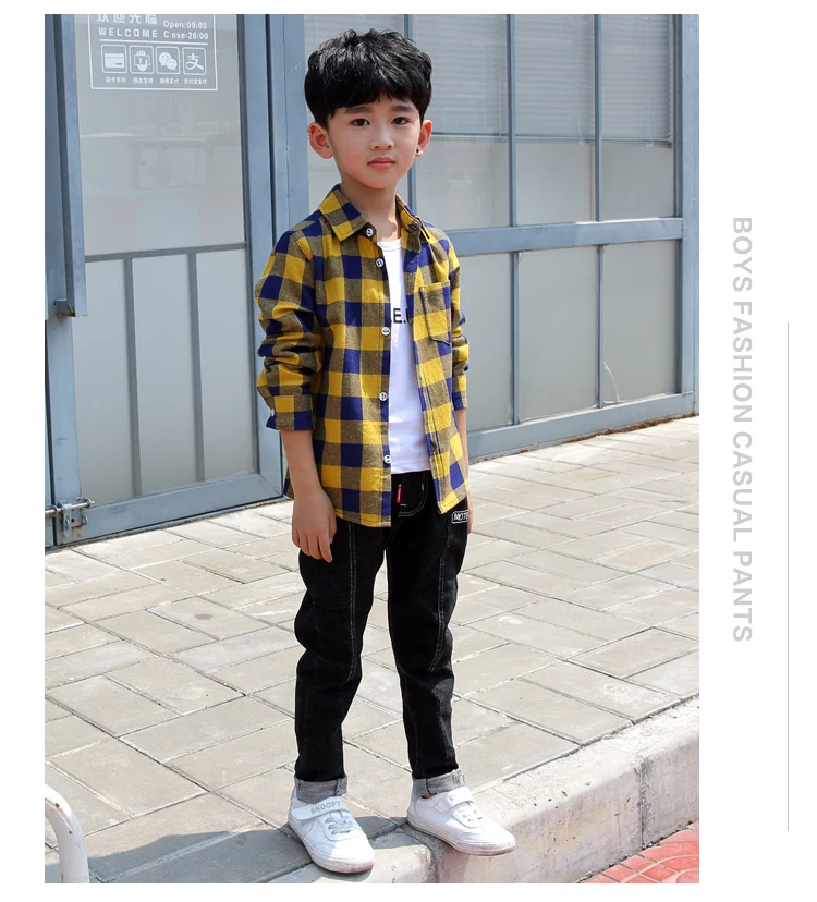 Promotion Hot Sale Boys Shirts Classic Casual Plaid Flannel Children shirts For 3-11 Years Kids Boy Wear