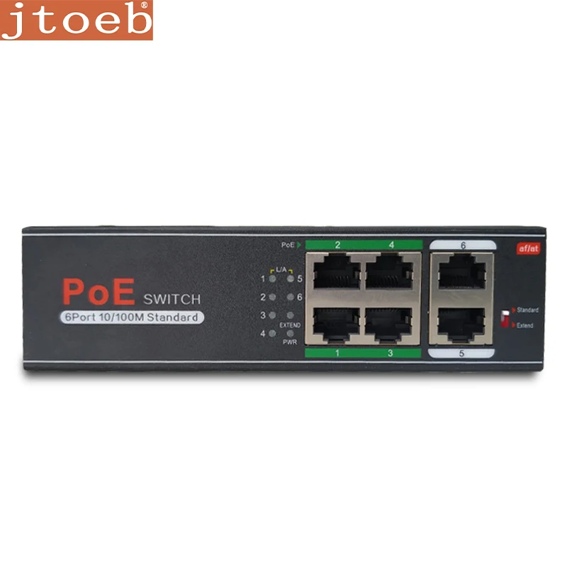 

Jtoeb H1064PL 6-Port 10/100M Standard PoE Switch. PoE power 30w ong transmission distance at 250 meters