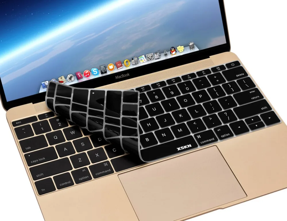 XSKN English Language Ultra-thin Silicone Rubber Keyboard Cover Skin Protector for MacBook 12 inch, US Layout, 5-color available