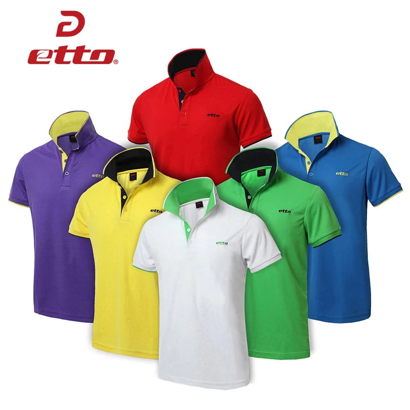 

Etto Men Women Short Sleeve Training Exercise Polo Shirts Quick Dry Leisure Sports T-shirts Running Fitness Body Building TRN030