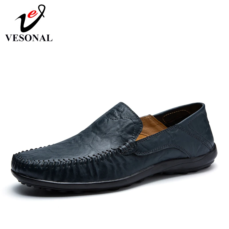 

VESONAL Summer Comfortable Genuine Leather Soft Hole Men Shoes Loafers Male Moccasins Flats Casual Boat Driver Footwear Driving