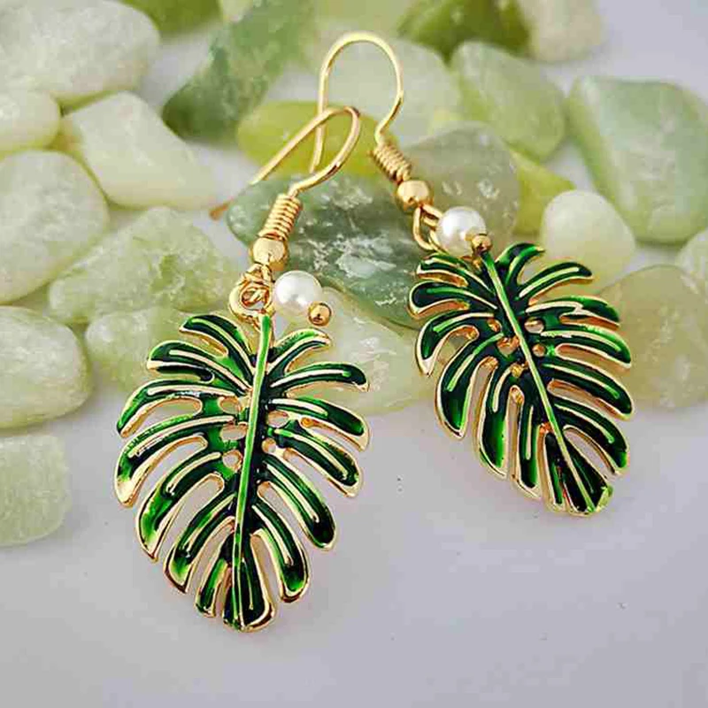 

Tisonliz Vintage Gold Leaf Pearl Long Dangle Earrings For Women Femme Bohemian Hanging Drop Earrings Retro Jewelry Brincos