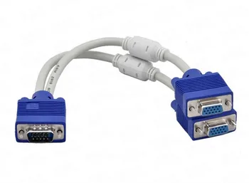

high quality 1 computer to dual 2 monitor vga splitter cable video Y splitter 15 pin two ports vga male to female