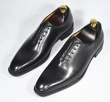male new fashion flat leather shoes male england style square toes bottom thick aprung autumn business dress shoes free shipping