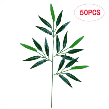 

50pcs Artificial Green Bamboo Leaves Fake Green Plants Greenery Leaves for Home Hotel Office Wedding Birthday PartyDecoration