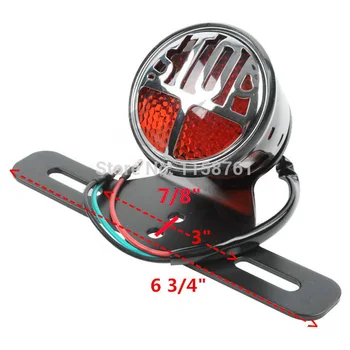 

Free Shipping Round Stop Vintage License Plate Mount Tail Brake Light for Honda Yamaha Suzuki