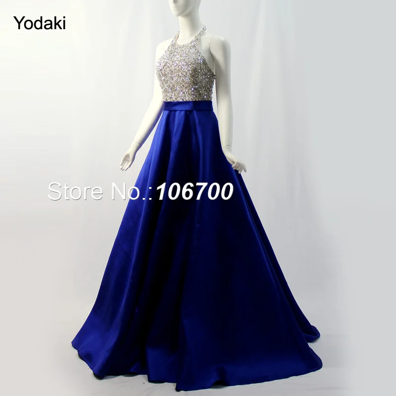 royal blue and black gown