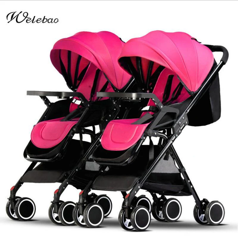 

Twins baby stroller ultra-light can be folded newborn carriage can sit can lying trolley s eparable umbrella car