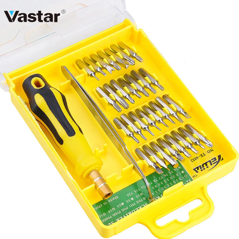 

Vastar 32 in 1 Screwdriver Set Interchangerable Precision Screwdriver Bits Laptop Cellphone Manual Repair Hand Tools Kit