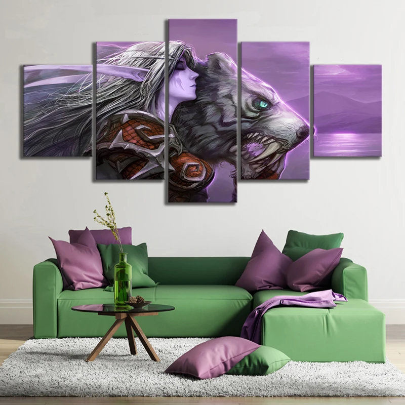  5 Piece Video Game WOW Warcraft DOTA 2 Painting Poster Decorative Mural Art Room Wall Decor Canvas 