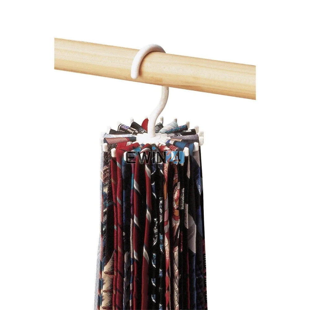 2 x Tie Hanger Rotating Belt Scarf Rack Organizer Adjustable Hooks Men