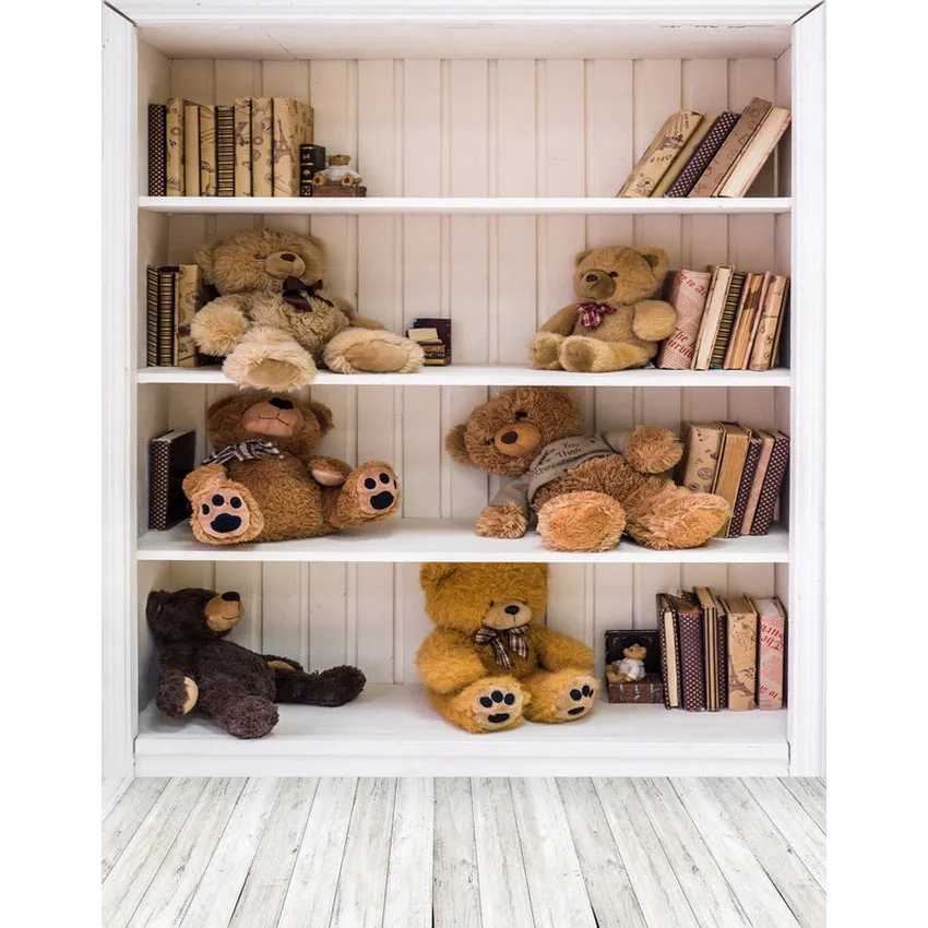 

TR Newborn 5X7FT Children Baby Photo Backgrounds Book Shelf Props White Wood Floor Photographic Backdrops Vinyl Cloth Background