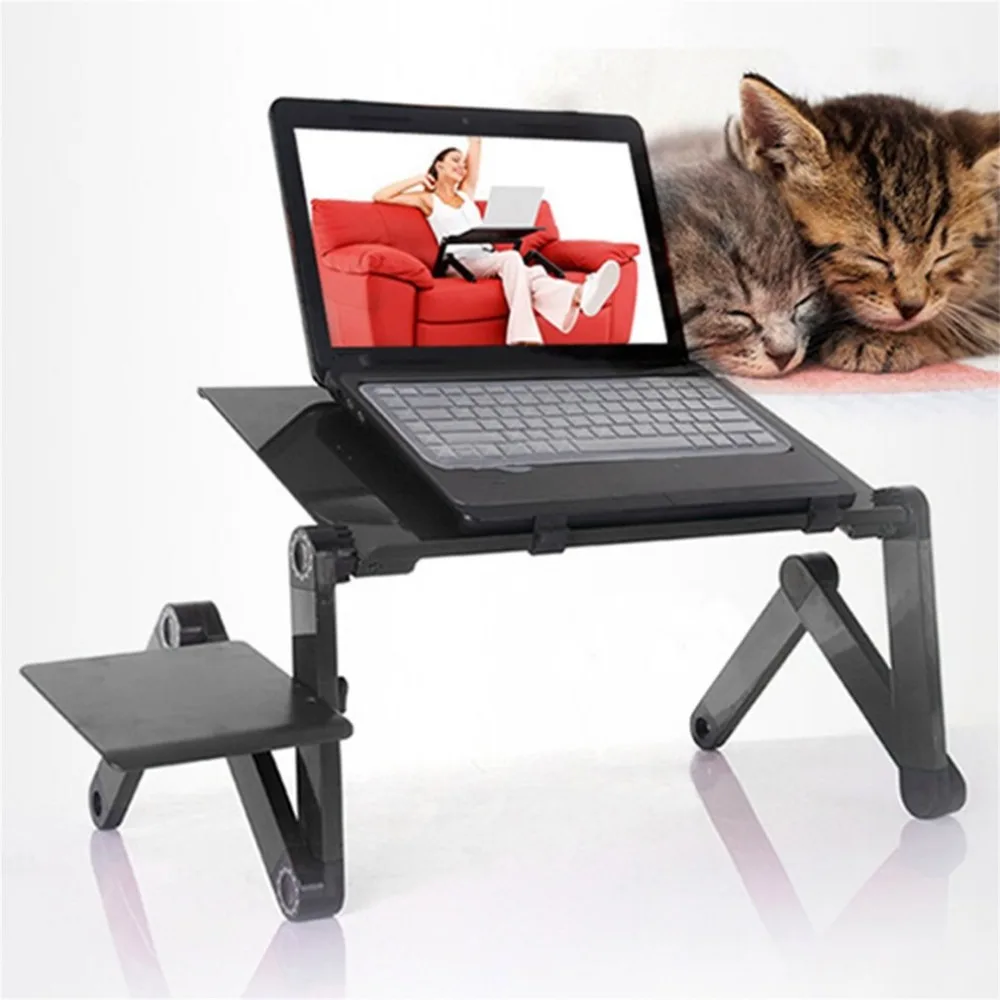 Регулируемый алюминиевый стол для ноутбука, эргономичный портативный поднос для ТВ-кровати, подставка для ПК, настольная подставка для ноутбука, настольная подставка с ковриком для мыши