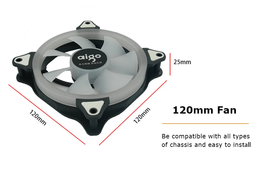 Aigo Аврора Радуга 120mm вентилятор светодиодный 4-контактный вентилятор охлаждения для компьютера 12V Вентилятор охлаждения спокойно Простая установка по хорошей цене съемный