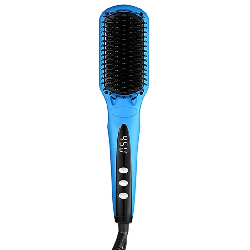 

Enhanced Hair Straightener Brush 2-In-1 Ionic Straightening Brush With Anti-Scald Feature Auto Temperature Lock And Auto-Off F