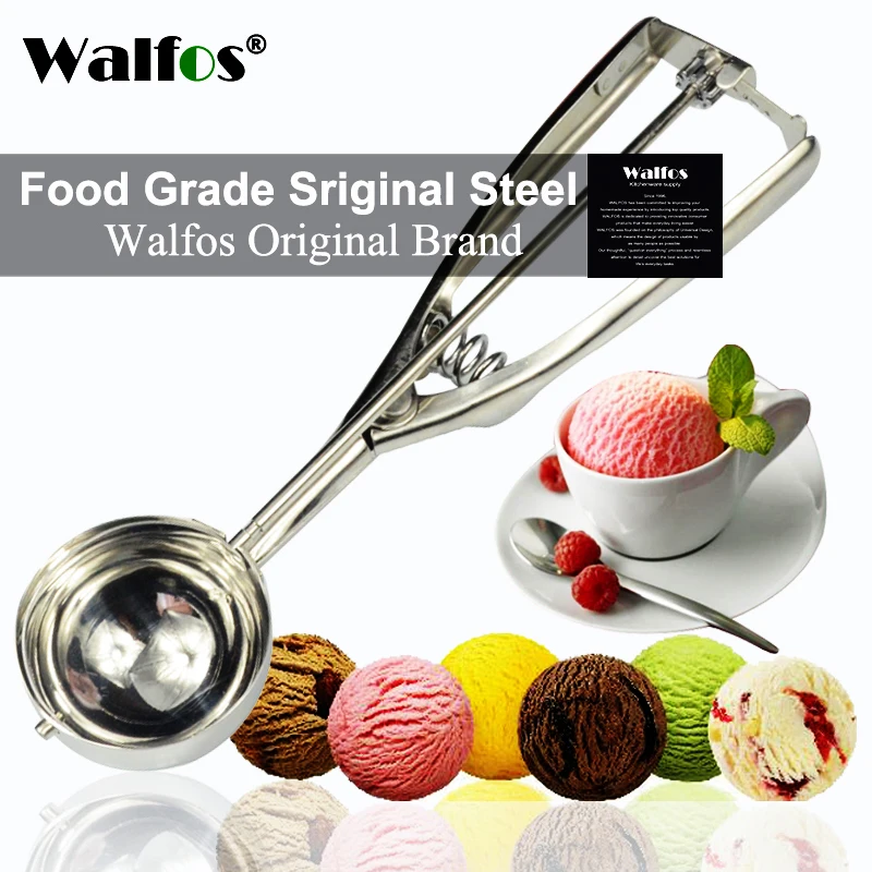 

WALFOS 4CM 5CM 6CM Kitchen Ice Cream Mash Potato Scoop food grade Stainless Steel Spoon Spring Handle Kitchen Accessories