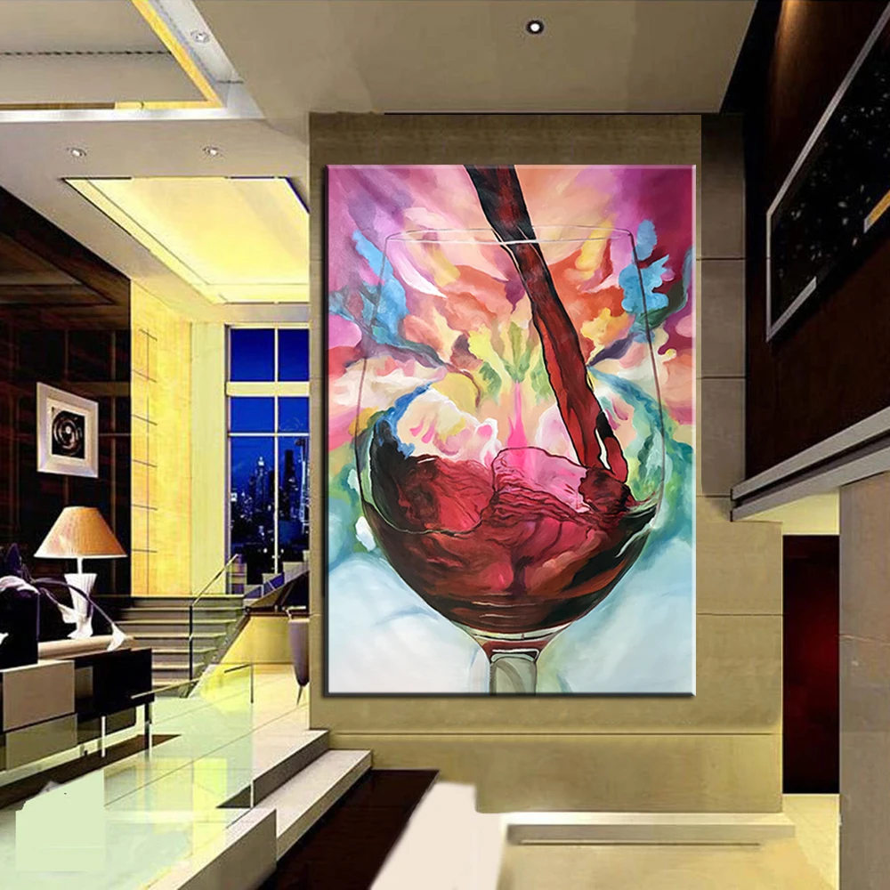 Ручная роспись Абстрактная Современная живопись маслом на холсте виноград красное вино картина украшение стены для столовой Декор стены Искусство