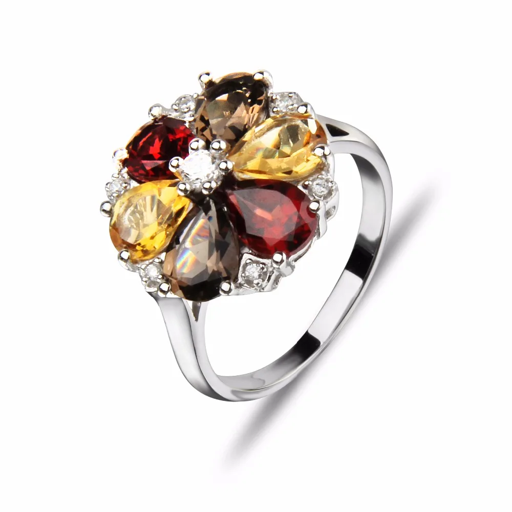 Драгоценный камень балетные романтические ювелирные изделия натуральный гранат цитрин драгоценный камень кольца 925 пробы Серебряное кольцо для подруги подарок