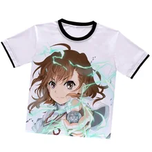 Toaru Kagaku no Railgun Misaka Mikoto O Neck T shirt anime short sleeved T shirt summer