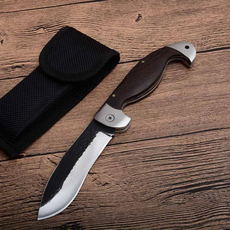 

Fighting portable tactical folding knife Color wood handle Duanda blade camping survival Pocket knives outdoor hunting Tools EDC