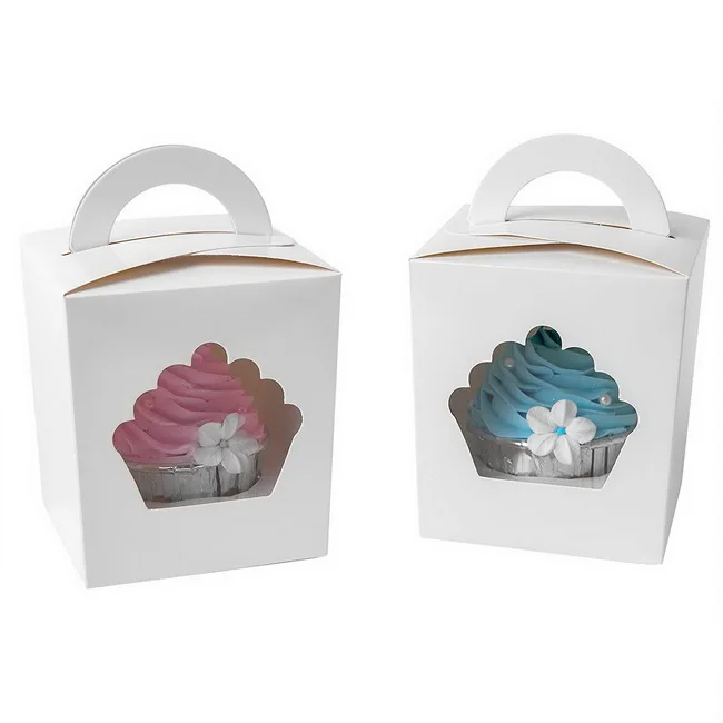 

Single Cupcake Carrier Cupcake Boxes Containers with Insert included of PVC Window 15pcs