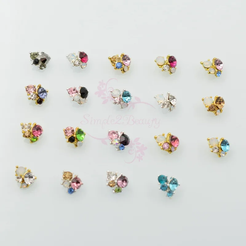 

20pcs/lot Mix Color Rhinestones 9X11MM Unique Cluster Irregular 3D Alloy Plated Charms Nail Art Craft Jewelry Making Accessories