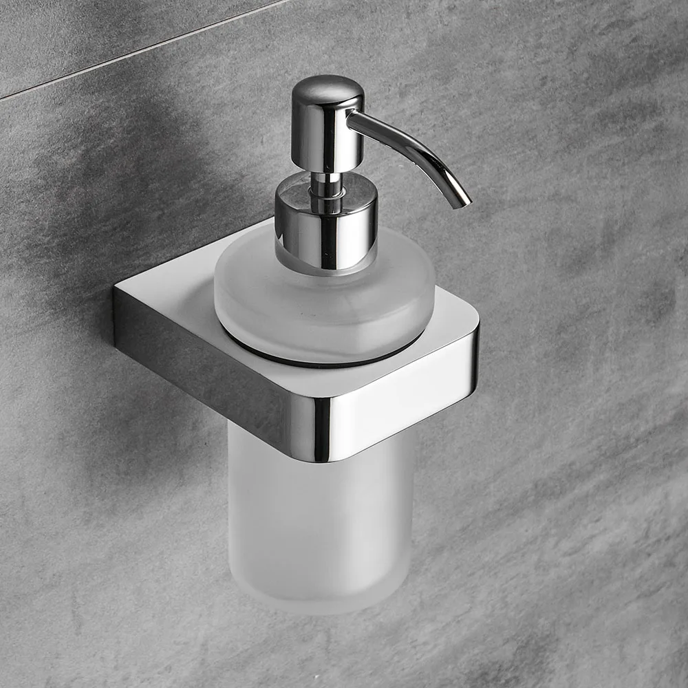 Günstig Flüssigkeit Seife Spender Chrom Farbe Seife Dispenser Wand Montiert Mit Milchglas Behälter flasche Bad Produkte 5781