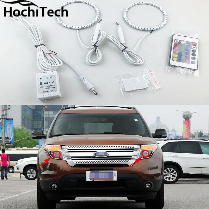 Для Ford Explorer 2011 2012 2013 2014 2015 2016 светодиодный периметр фар колец halo многоцветный RGB