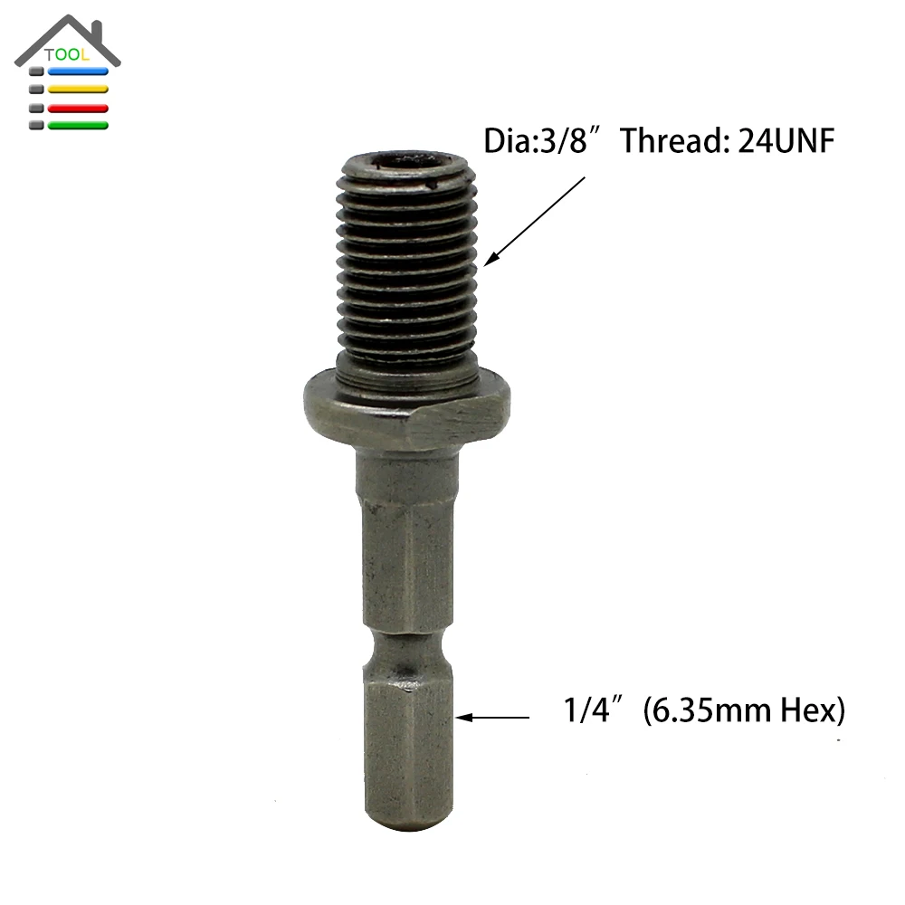 1/" шестигранный хвостовик адаптер оправка шатун резьба 3/8"-24UNF fit сверлильный патрон