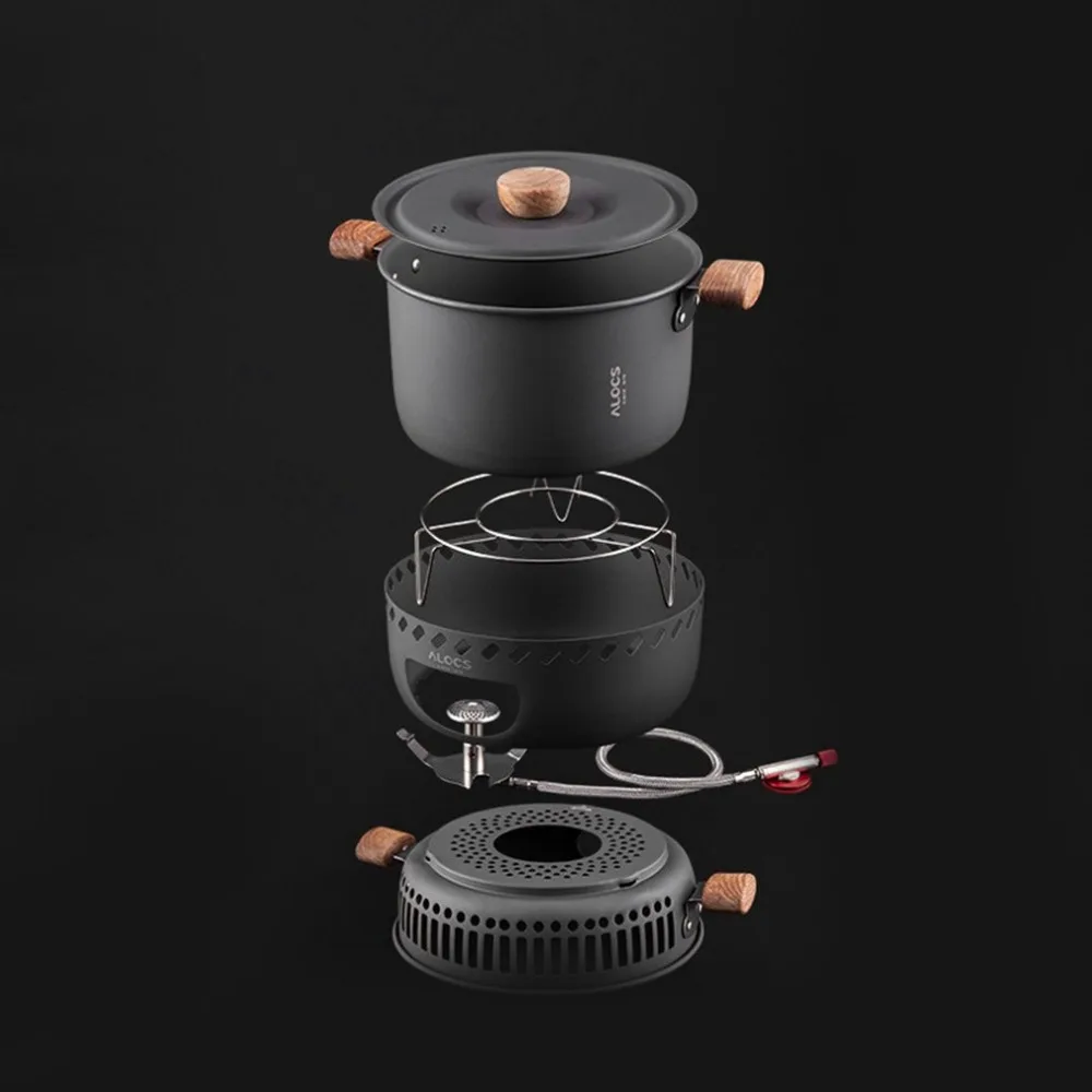

Alocs CW-C33 Stove Pot Outdoor Cooking Tool Wind Proof Gas Stove Camping Pot Picnic Supplies Portable Cookware Set 2-4 Persons