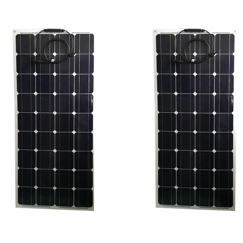 Водостойкий гибкий Panneau Solaire 12 В 100 Вт 2 шт. солнечные панели 200 Вт солнечное зарядное устройство лодка морской яхты караван лагерь автомобиль