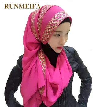 

New design Muslim hijab Inlaid acrylic rhinestone chiffon scarfs for ladies Bufandas islamic women brand luxury muffler shawl
