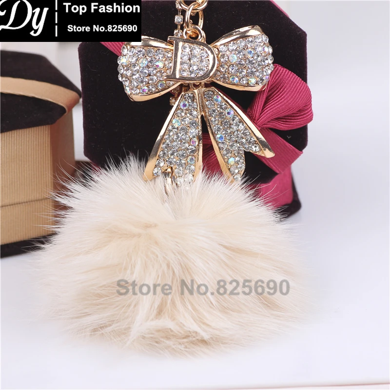 New Crystal Bow Keychain Sphere Of High Quality Plush Key Chain Female