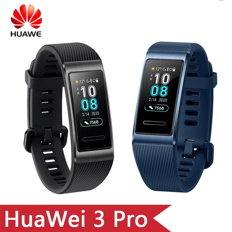Оригинальный HuaWei Band 3 Pro Smartband gps металлическая рамка Amoled полноцветный дисплей